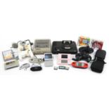 Vintage and later games consoles and hand held games consoles including Super Nintendo, Sega Mega