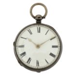 J N O Monkhouse, Victorian silver open face pocket watch, the fusee movement numbered 1023, the case