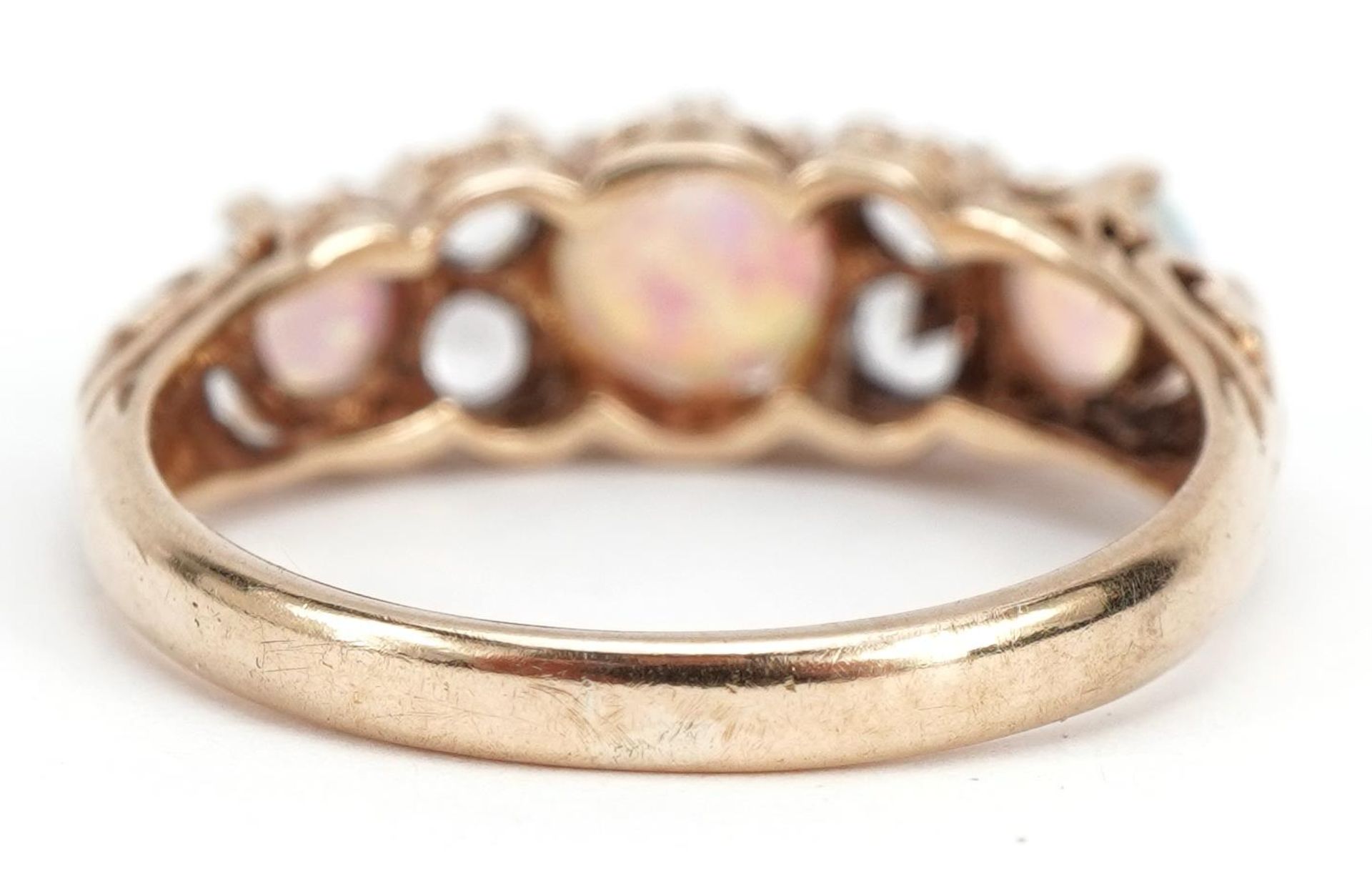 Victorian style 9ct gold clear stone and cabochon opal seven stone ring housed in a Chas - Bild 2 aus 5