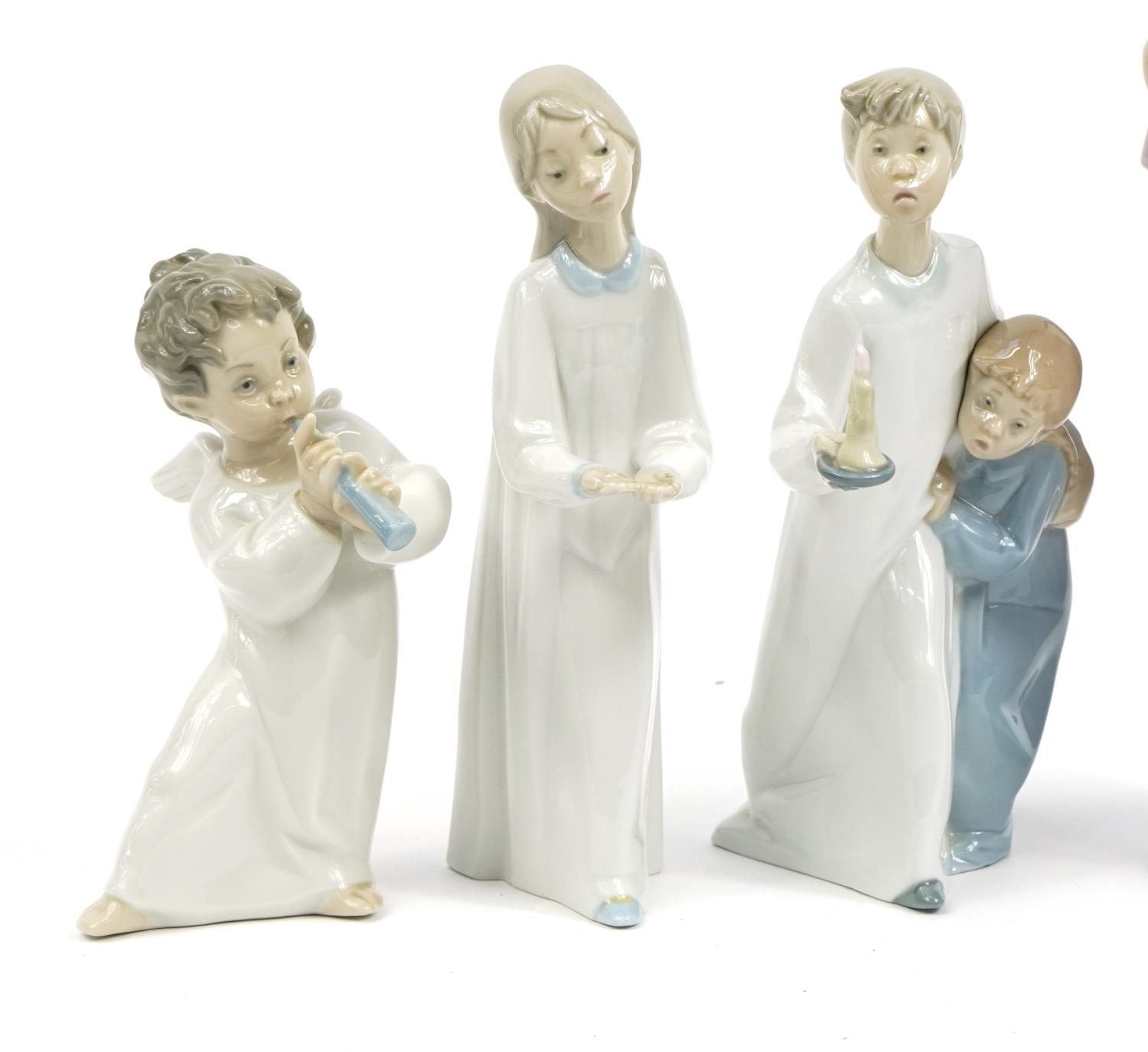 Seven Lladro and Nao figures and figurines including a large dancer and angels, the largest 31cm - Bild 2 aus 6