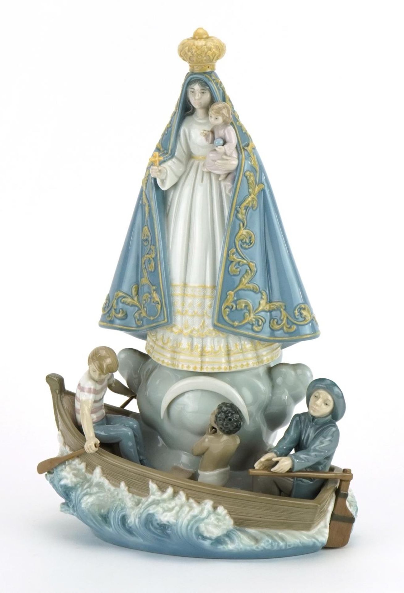 Lladro Our Lady of Caridad del Cobre figure group, numbered 6268, 34.5cm high