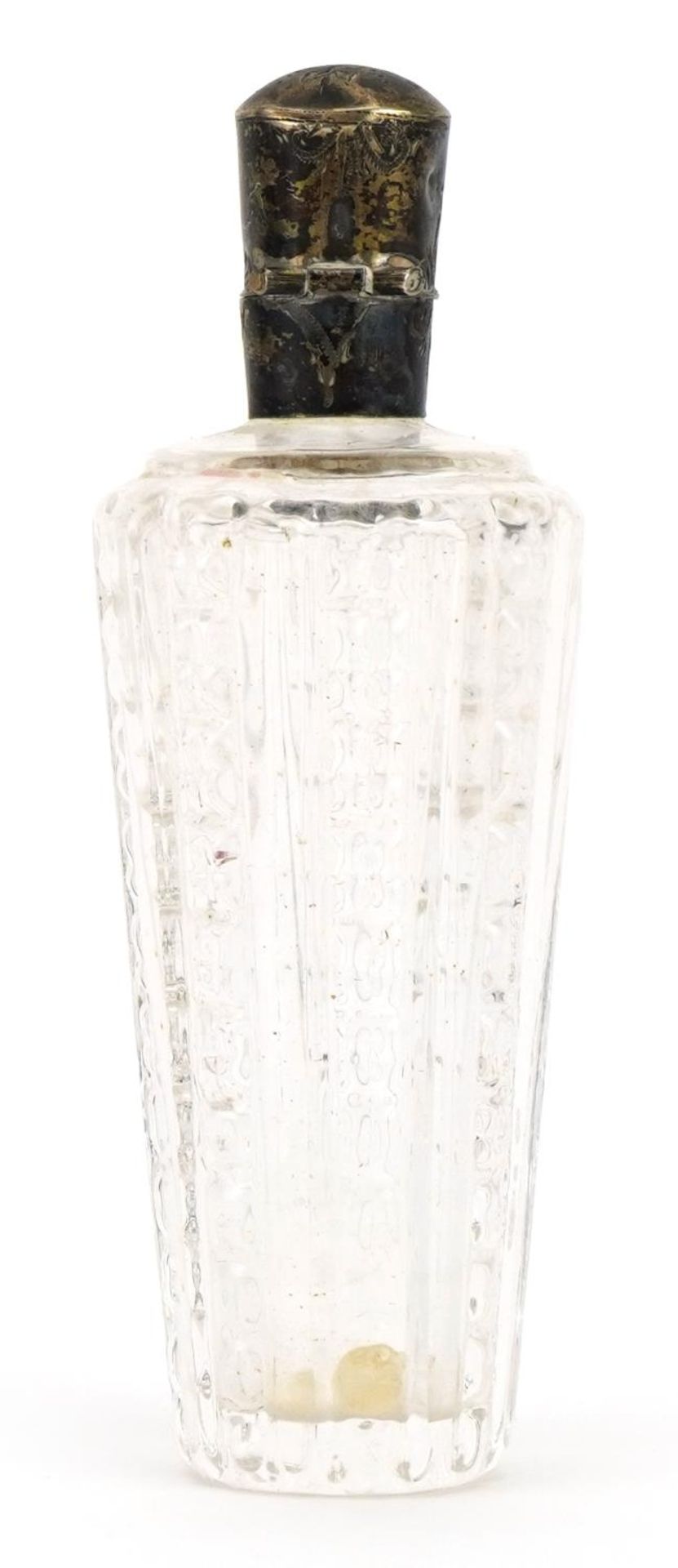 Antique cut glass scent bottle with unmarked silver lid, 9cm high - Image 2 of 3