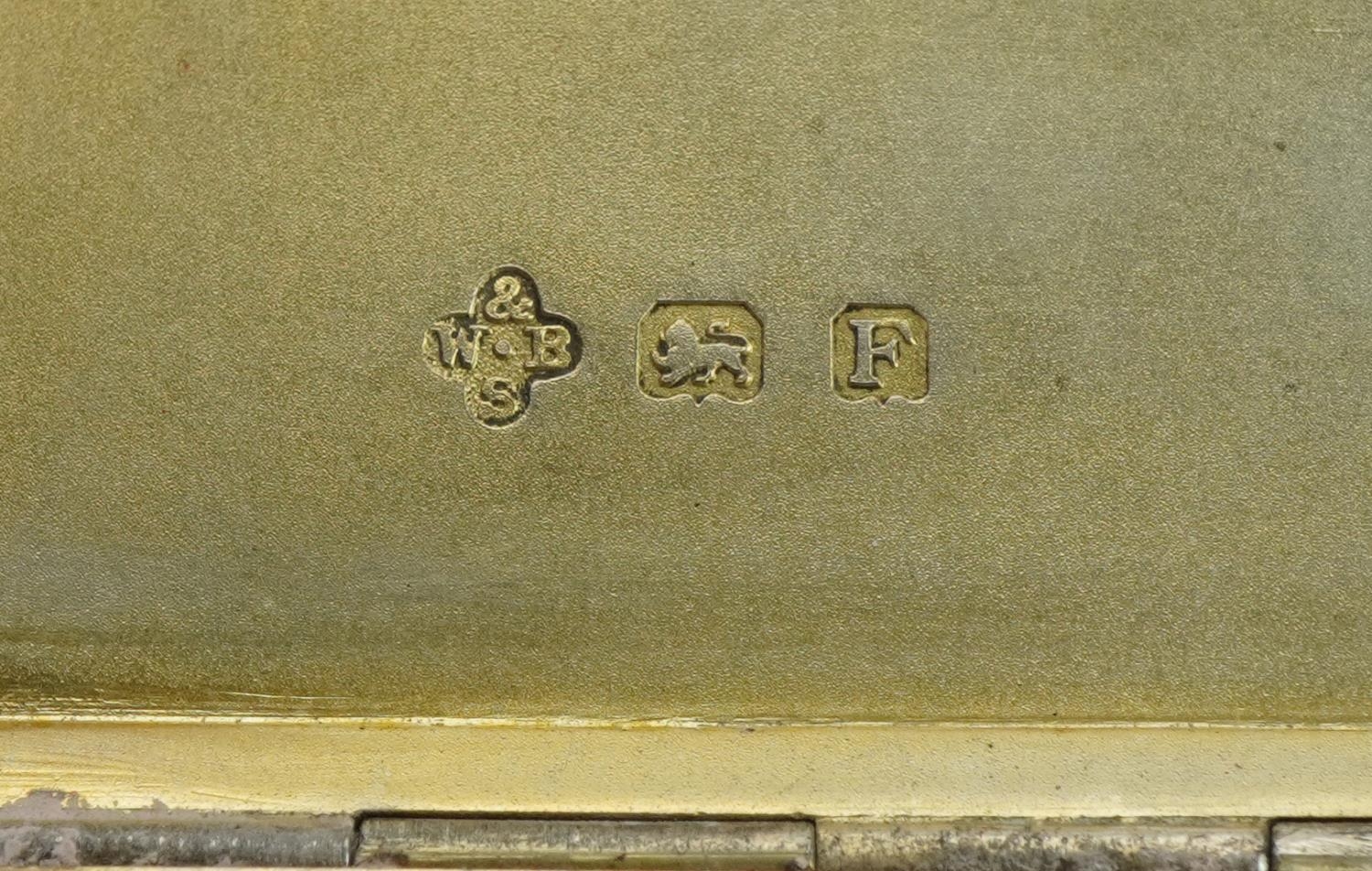 William Base & Sons, George V rectangular silver cigarette case with engine turned decoration and - Image 3 of 4