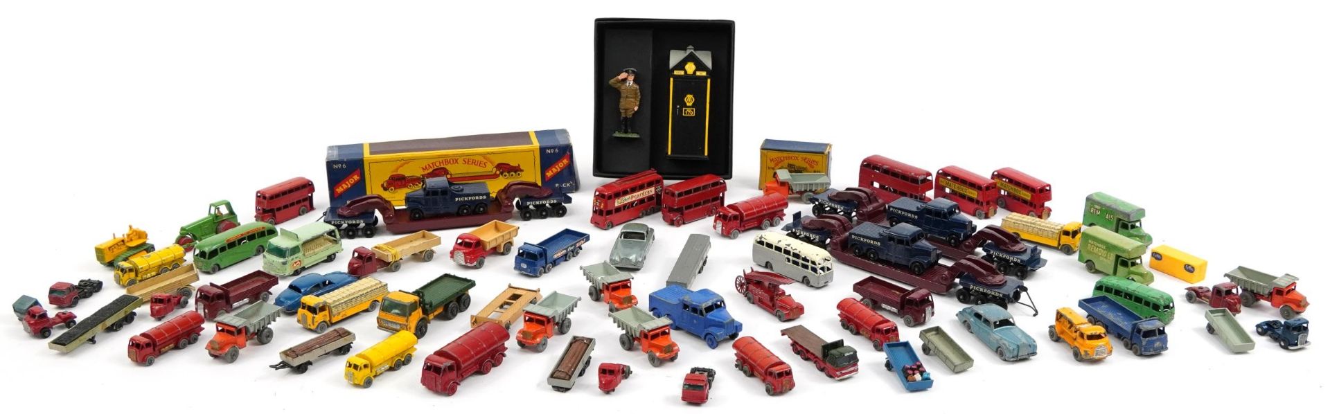 Collection of diecast vehicles including Lesney by Matchbox and hand painted AA Patrol with Sentry