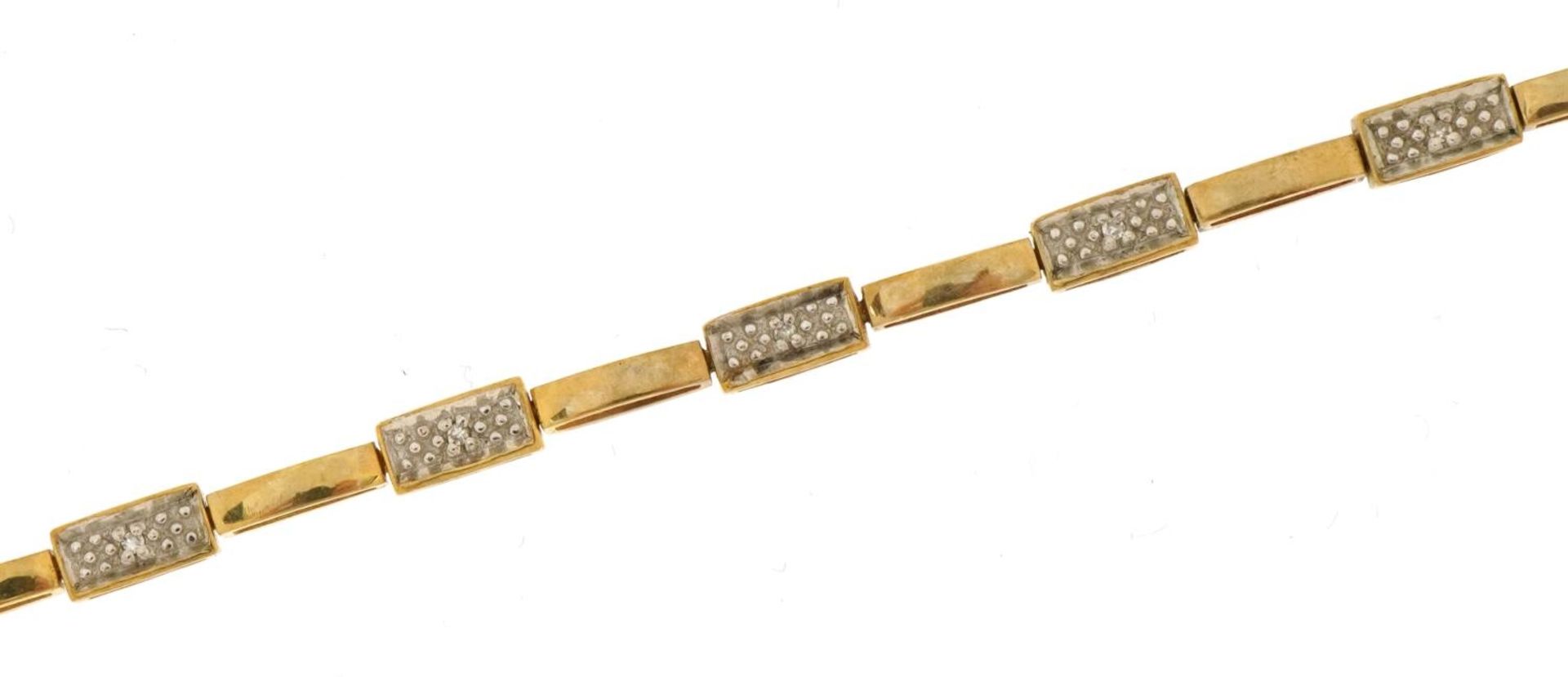 9ct gold bracelet set with diamonds, 19cm in length, 5.9g