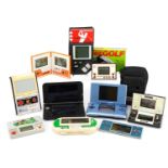 Vintage and later hand held games consoles including Nintendo Game and Watch and Nintendo 3DS XL