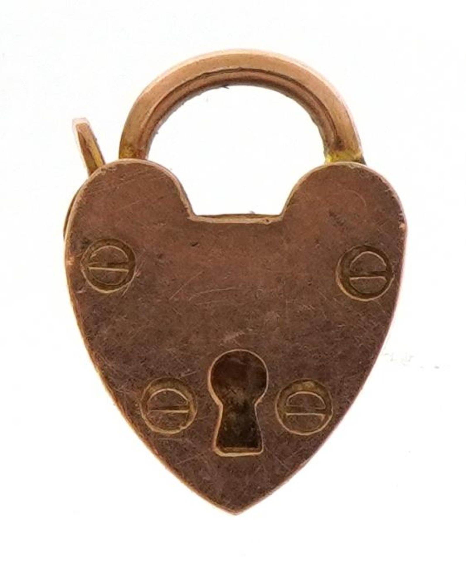 9ct rose gold love heart padlock, 1.1cm high, 0.5g