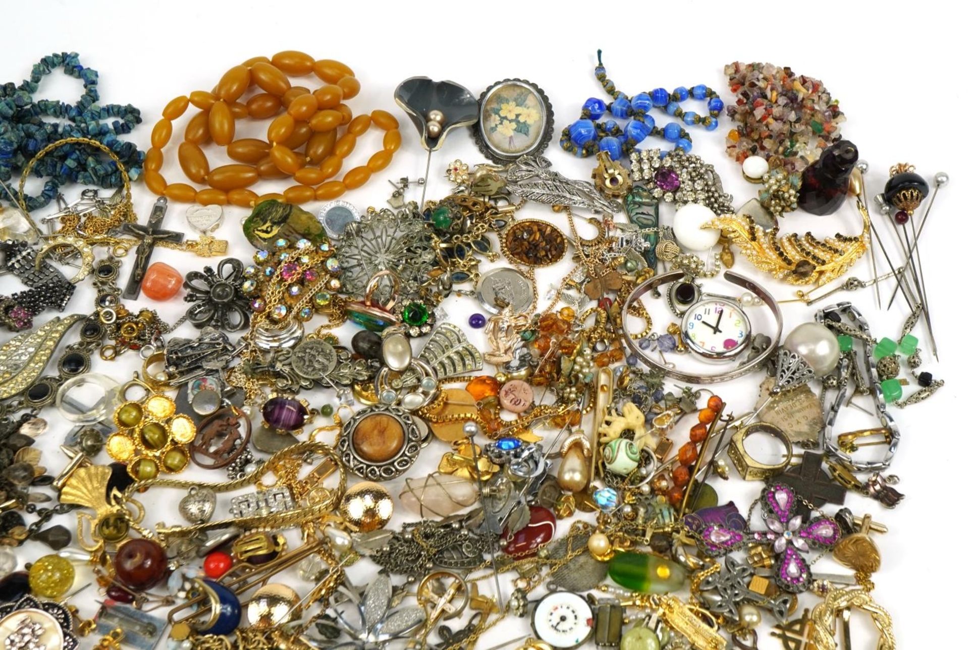 Vintage and later costume jewellery and wristwatches including brooches, necklaces, rings and - Image 3 of 5
