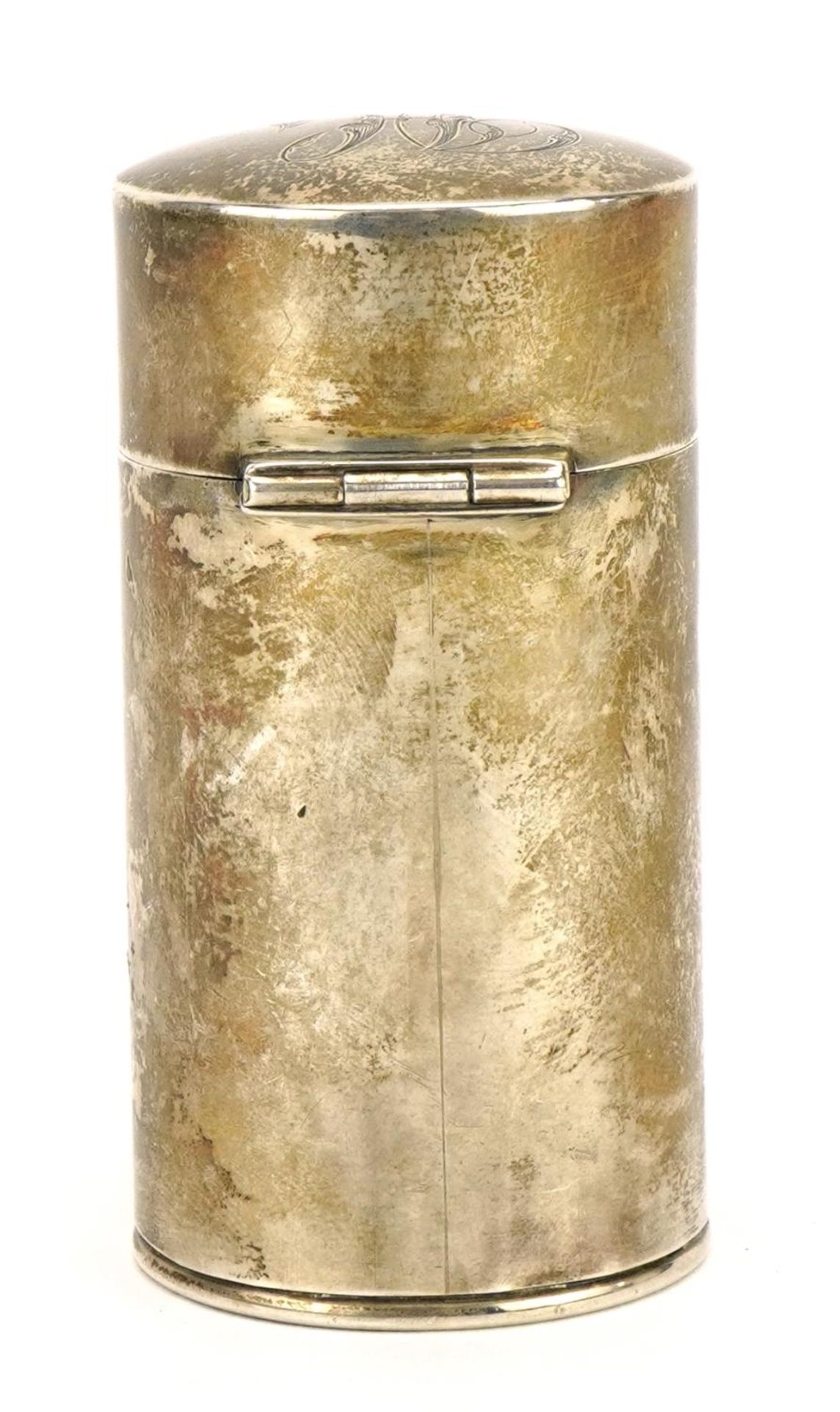 G E Walton & Co Ltd, George V silver cased scent bottle with hinged lid and green glass liner, - Bild 5 aus 6