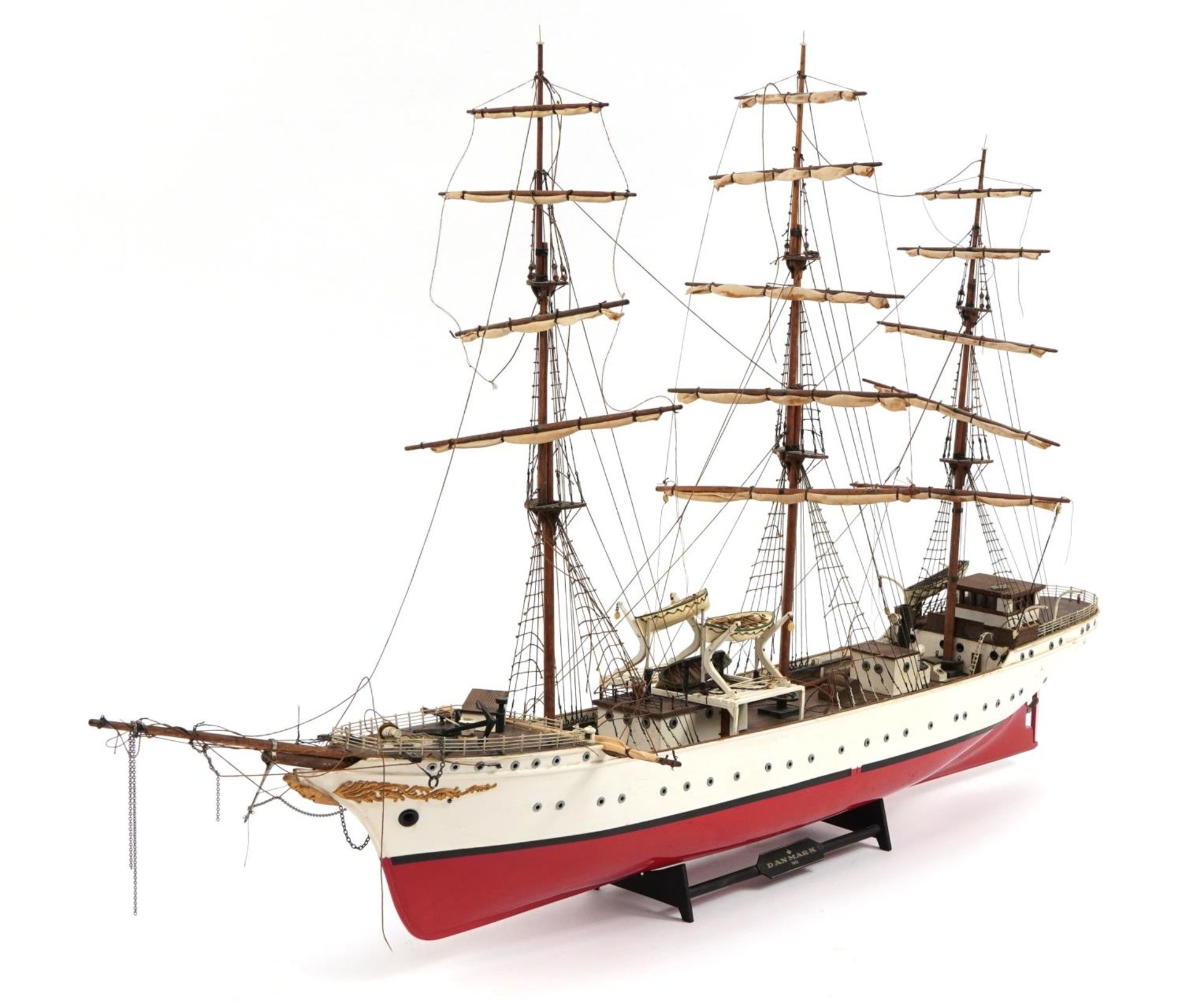 Danmark scratch built model of a rigged cutter on stand, 100cm in length