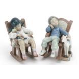 Two Lladro figures of children in rocking chairs comprising Nap Time 5448 and All Tuckered Out 5846