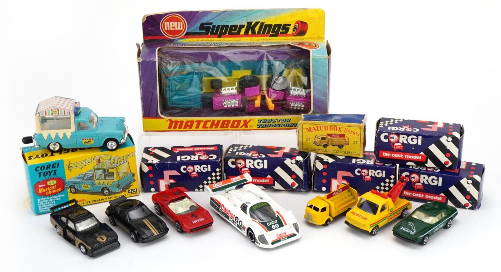 Vintage and later diecast vehicles including Corgi, Wall's Ice Cream van with box numbered 474 and