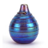 Siddy Langley, iridescent art glass vase with trailed decoration, etched Siddy Langley 2003 to the