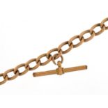 9ct rose gold watch chain with T bar and swivel clasp, 37cm in length, 23.3g