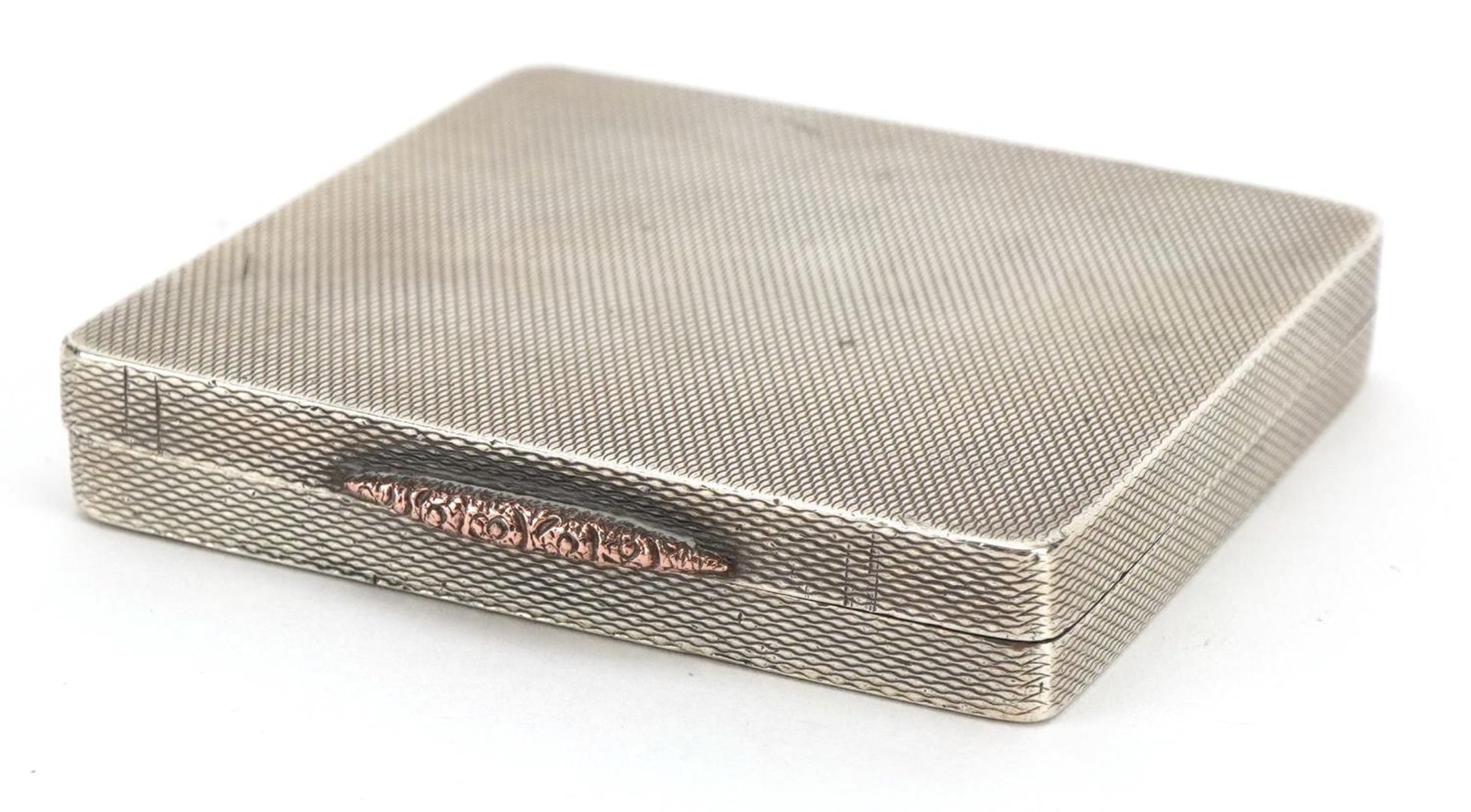 Art Deco silver cigarette case with engine turned decoration and hinged lid, Birmingham 1930, 5.