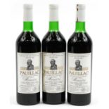 Three bottles of 1986 Jacques Antoine de Robert Homere Pauillac red wine
