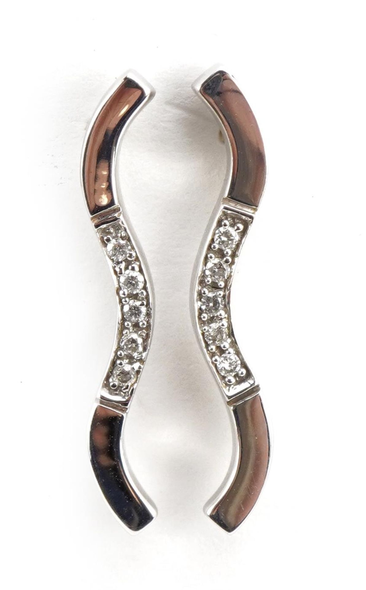 Pair of 9ct white gold diamond drop earrings, 2.1cm high, 1.4g