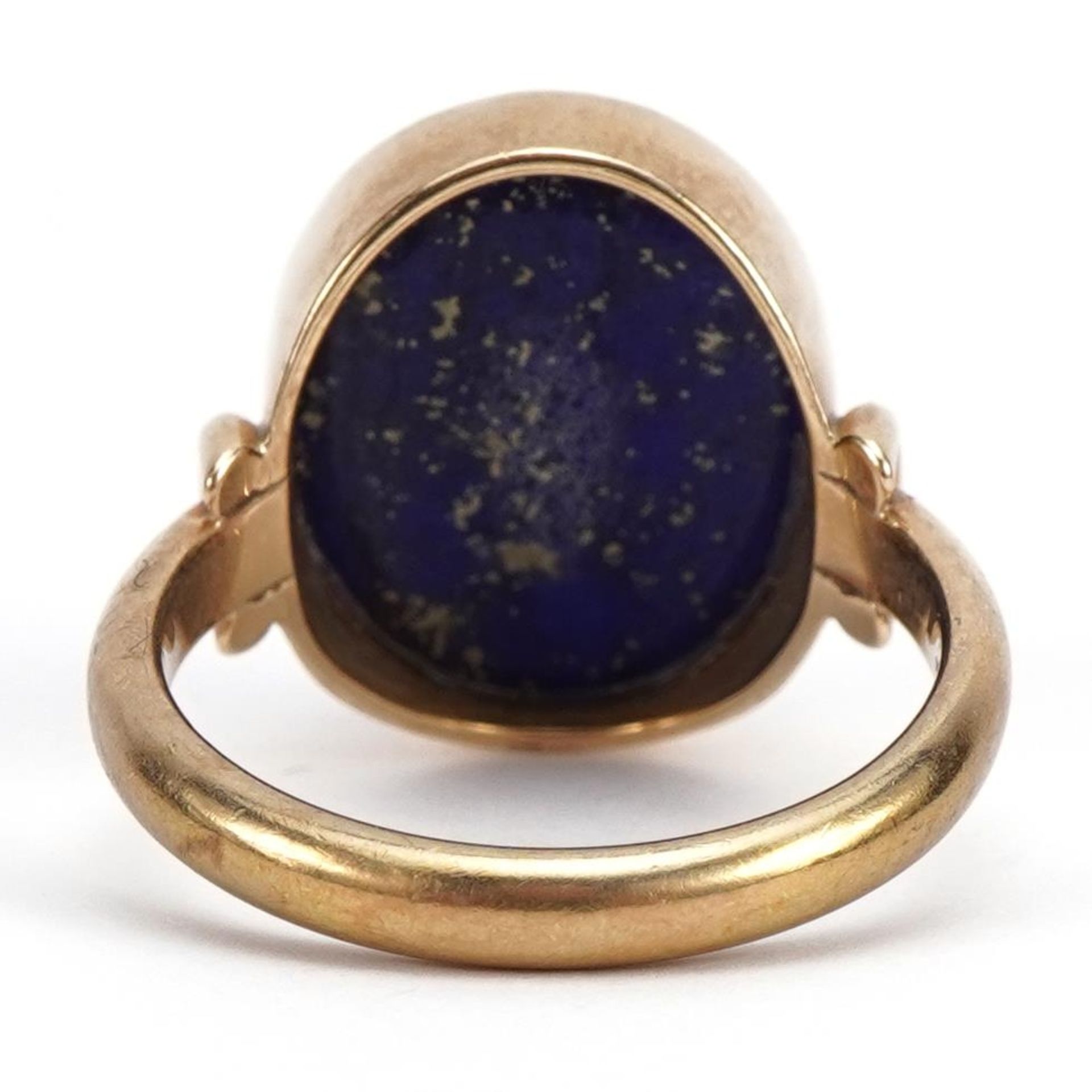 Jon & Valerie Hill, 9ct gold cabochon lapis lazuli ring housed in a Jon & Valerie Hill box, - Bild 2 aus 4