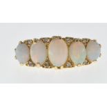 VINTAGE 18CT GOLD OPAL FIVE STONE RING