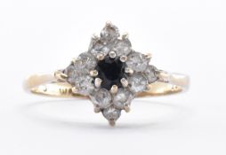 9CT GOLD CZ & SAPPHIRE CLUSTER RING