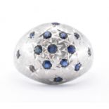 VINTAGE WHITE GOLD & SAPPHIRE DOME RING