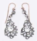 PAIR OF VICTORIAN SILVER & GOLD PASTE SET DROP EARRINGS