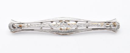 14CT GOLD & DIAMOND EDWARDIAN STYLE BAR BROOCH