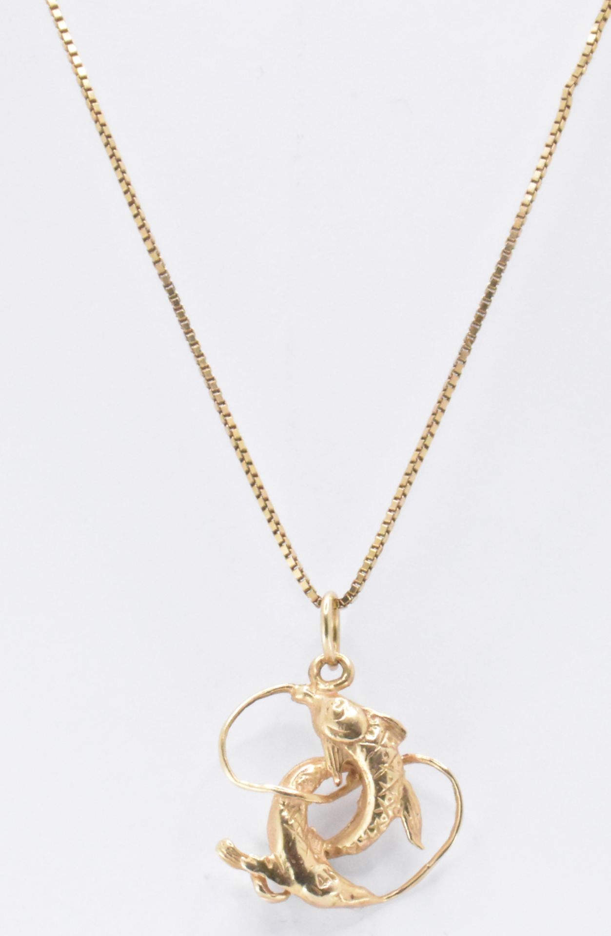 14CT GOLD CHAIN NECKLACE WITH 9CT FISH PENDANT