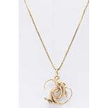 14CT GOLD CHAIN NECKLACE WITH 9CT FISH PENDANT