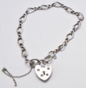 SILVER HALLMARKED BIRMINGHAM BRACELET AND PADLOCK CHAIN