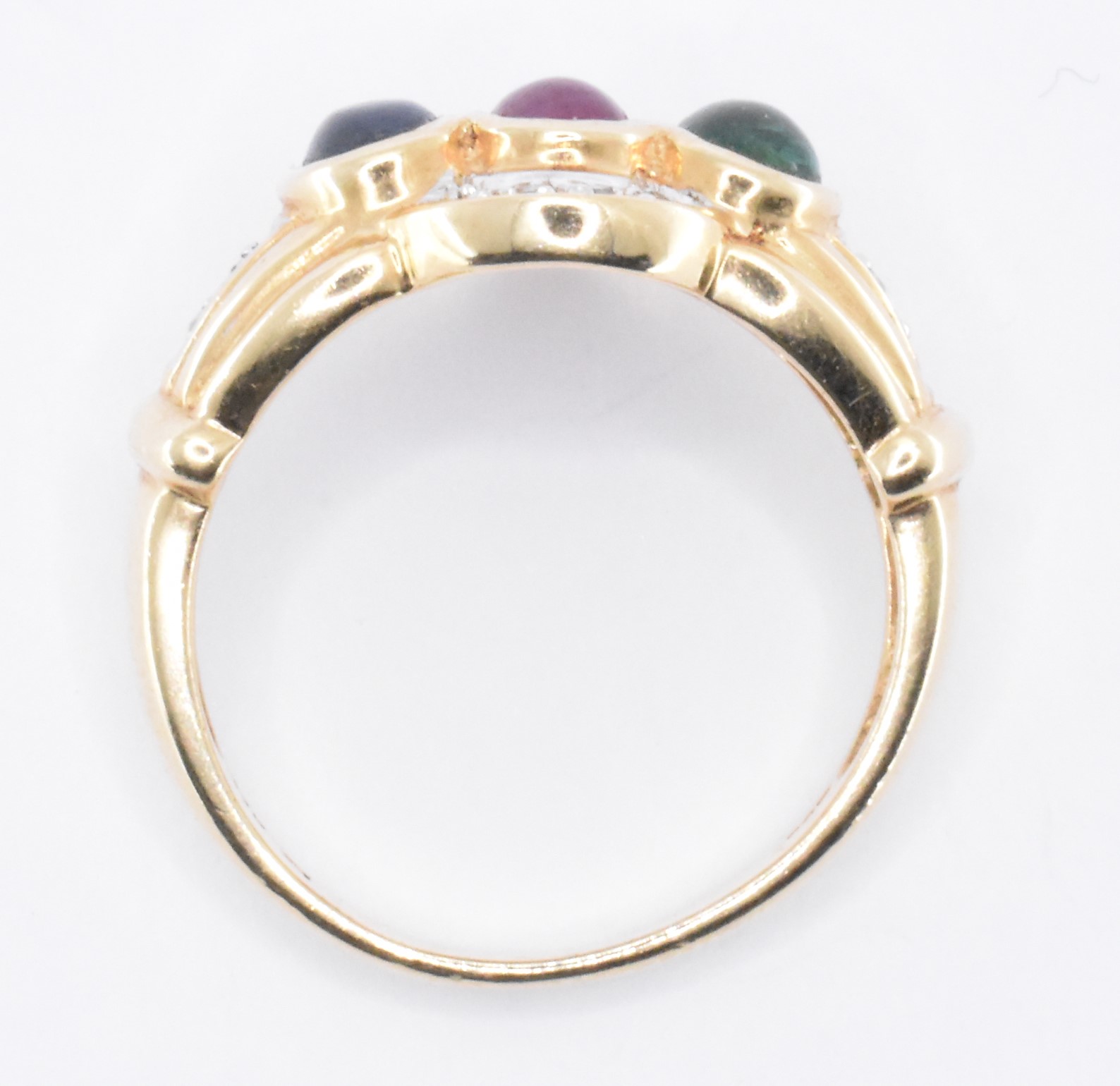 14CT GOLD SAPPHIRE RUBY & EMERALD RING - Image 7 of 7