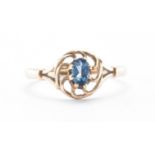 HALLMARKED 9CT GOLD & BLUE TOPAZ RING