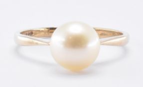 HALLMARKED 9CT GOLD & PEARL RING