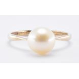 HALLMARKED 9CT GOLD & PEARL RING