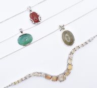 ASSORTMENT OF SILVER & GEMSTONE NECKLACES