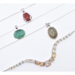 ASSORTMENT OF SILVER & GEMSTONE NECKLACES