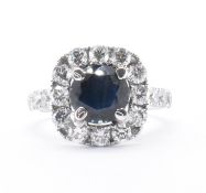 14CT WHITE GOLD SAPPHIRE & DIAMOND RING