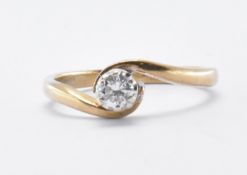 HALLMARKED 9CT GOLD & DIAMOND CROSSOVER RING