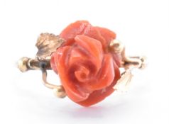 18CT GOLD & CORAL RING