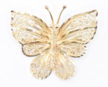 9CT GOLD FILIGREE BUTTERFLY BROOCH