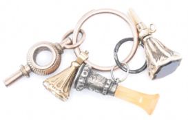 GROUP OF VICTORIAN 9CT GOLD & SILVER FOB CHARMS