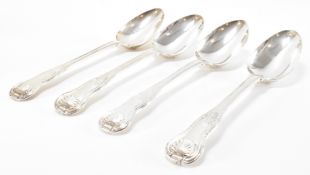 FOUR HALLMARKED SILVER GEORGE IV SERVING TABLE SPOONS