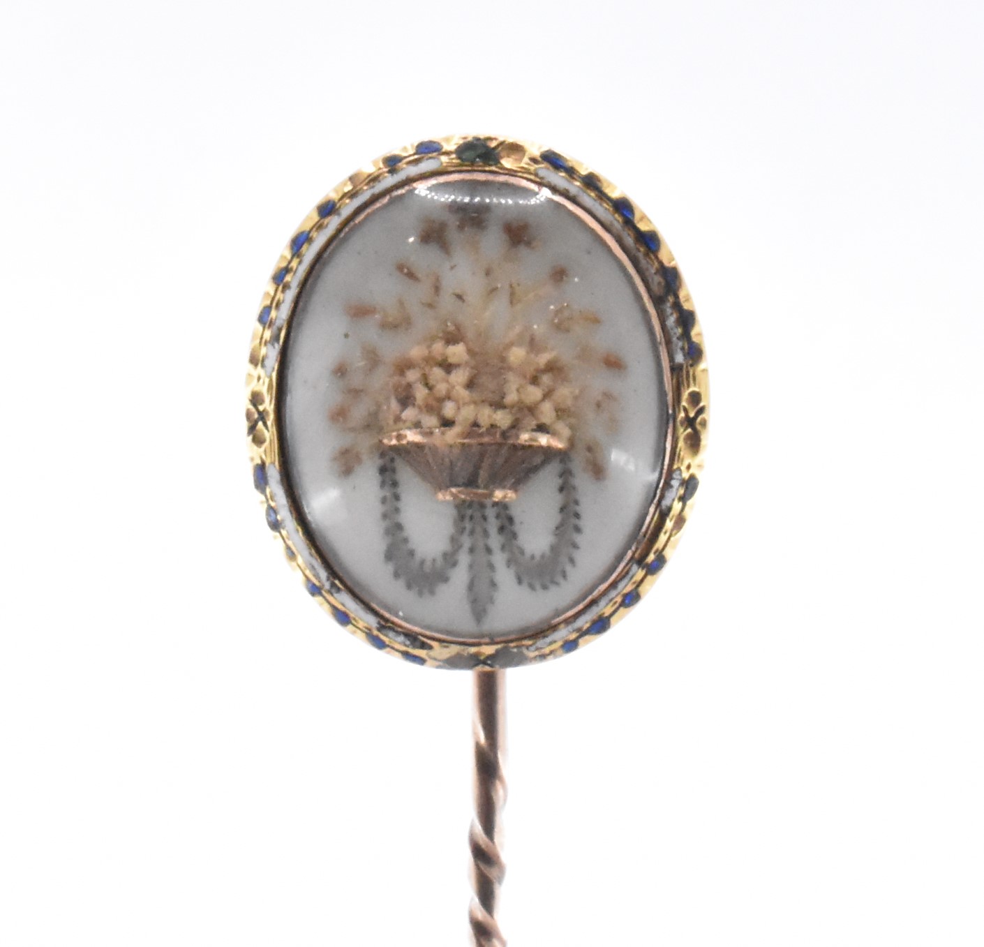 GEORGE III GOLD & HAIR WORK FLORAL STICK PIN - Image 2 of 4