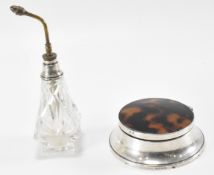 HALLMARKED SILVER & TORTOISESHELL DRESSING TABLE POT