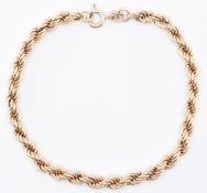 HALLMARKED 9CT GOLD ROPE TWIST BRACELET