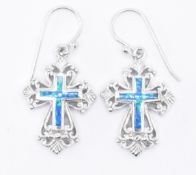 PAIR OF SILVER CRUCIFIX CROSS EARRINGS