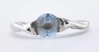 HALLMARKED 9CT WHITE GOLD & TOPAZ RING