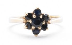 HALLMARKED 9CT GOLD & SAPPHIRE CLUSTER RING