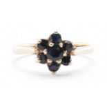 HALLMARKED 9CT GOLD & SAPPHIRE CLUSTER RING