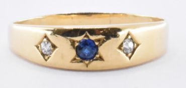 EDWARDIAN HALLMARKED 18CT GOLD SAPPHIRE & DIAMOND RING